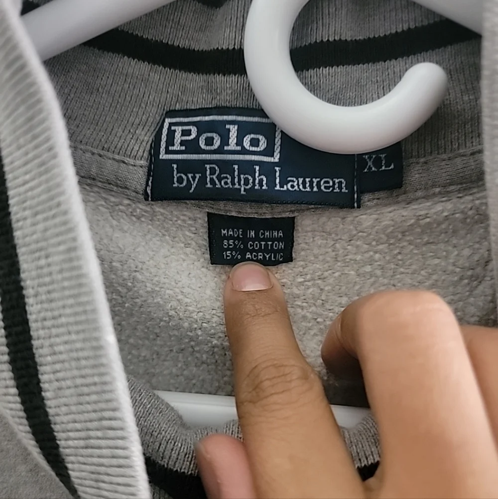 Polo Ralph Lauren Sweater Men’s XL Gray Pullover Pockets Pony Stripe Collared